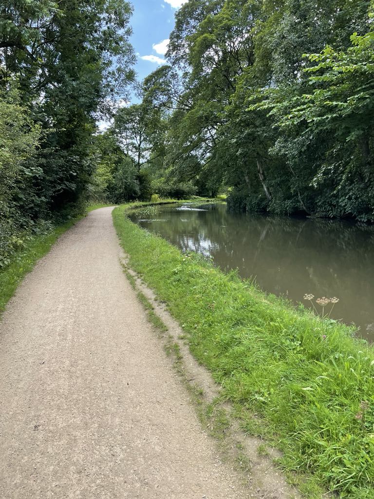 Leeds to Liverpool Canal on a bright and sunny day.
